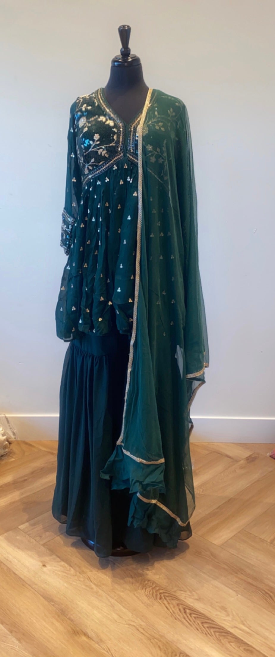 Embellished Peplum with Gharara Suit