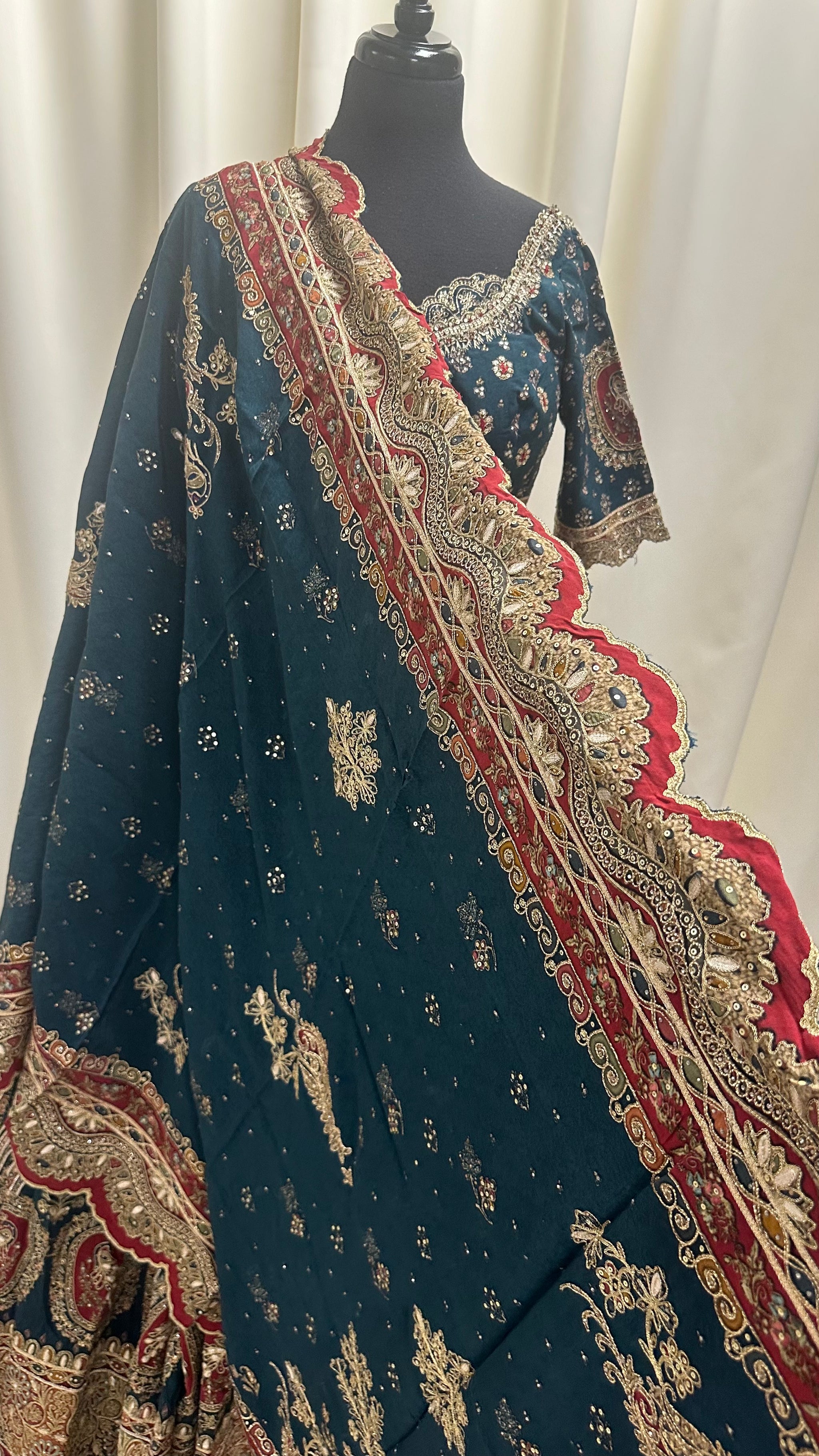 Gorgeous Lehenga with Traditional Gotta Patti Embroidery and Print