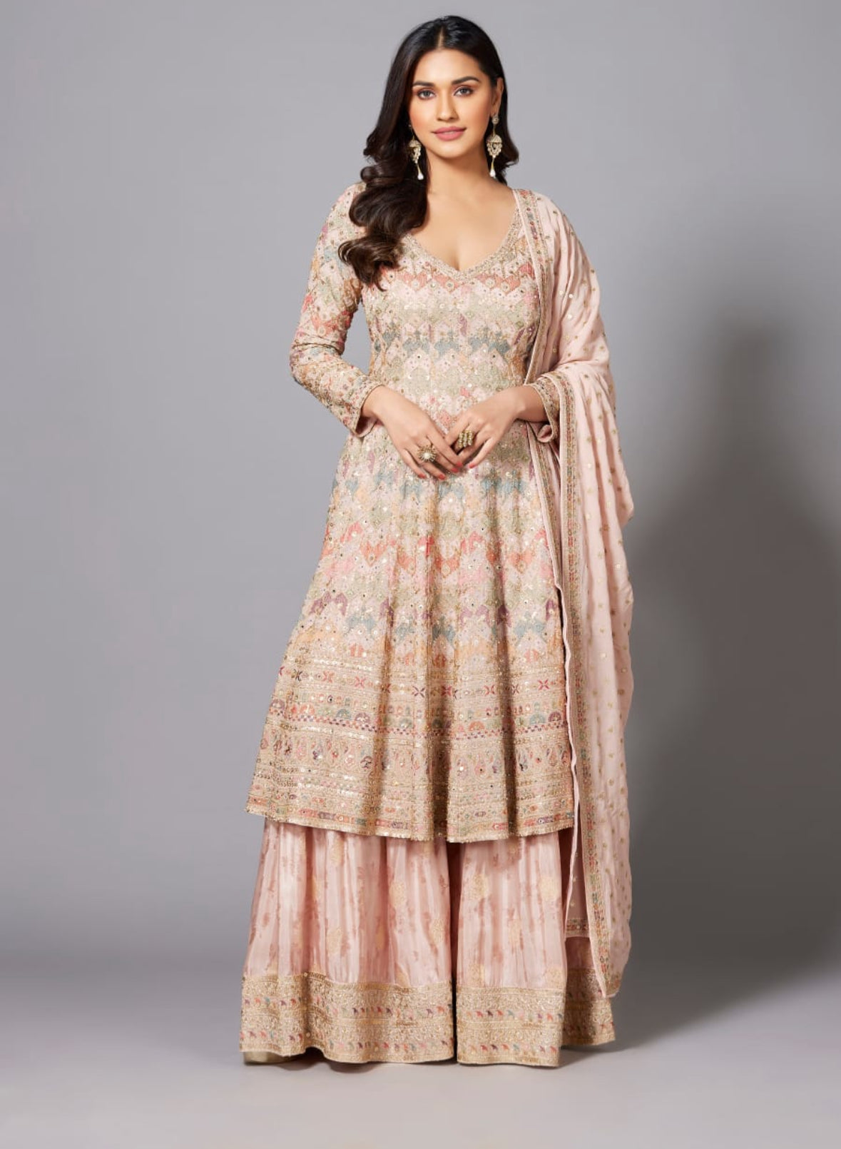 Thread Embroidery With Highlight Shirt with Gharara