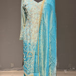 Embroidered Plazzo Suit with Net Dupatta