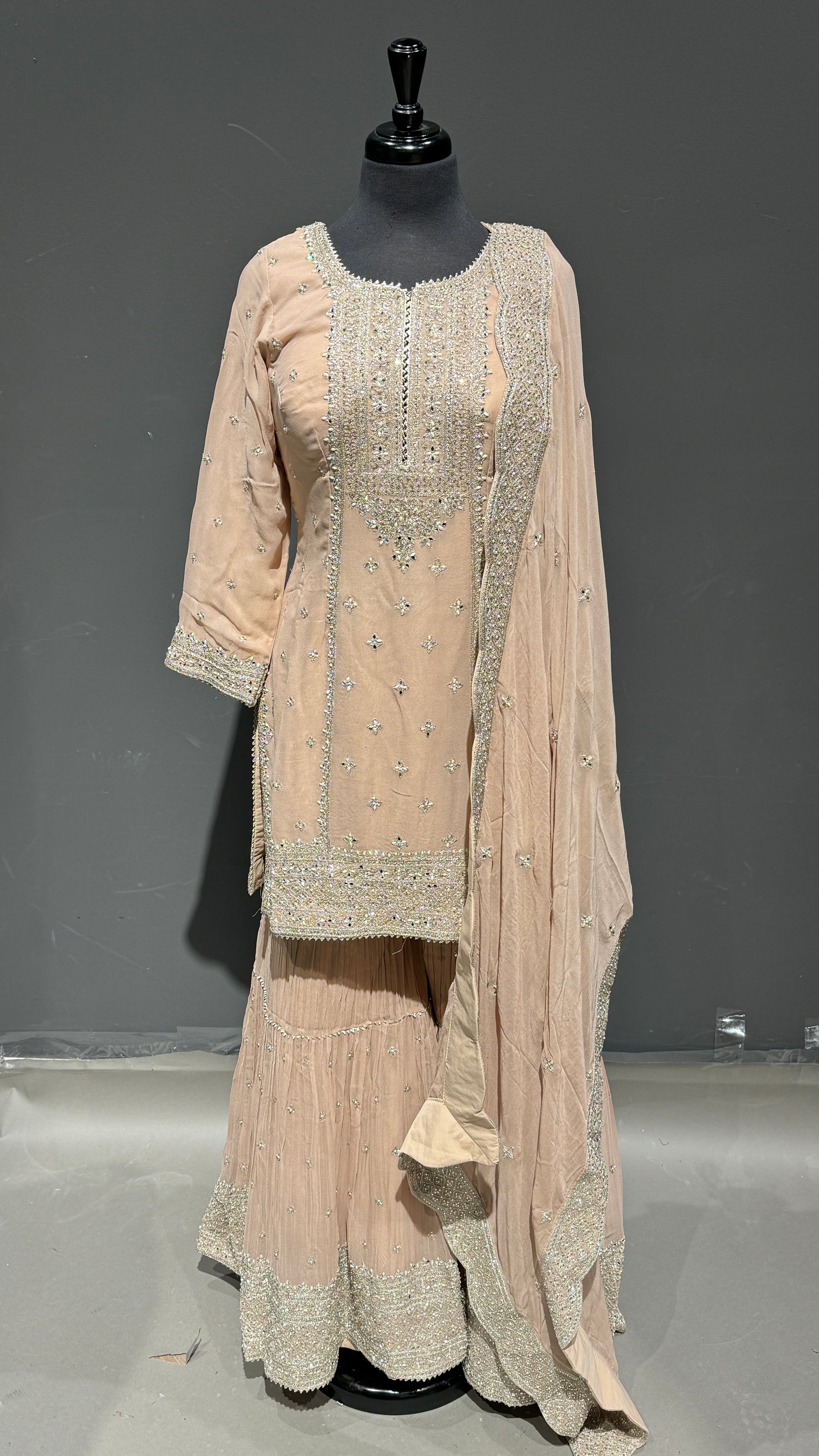 Arabesque Suit with Layered Gharara