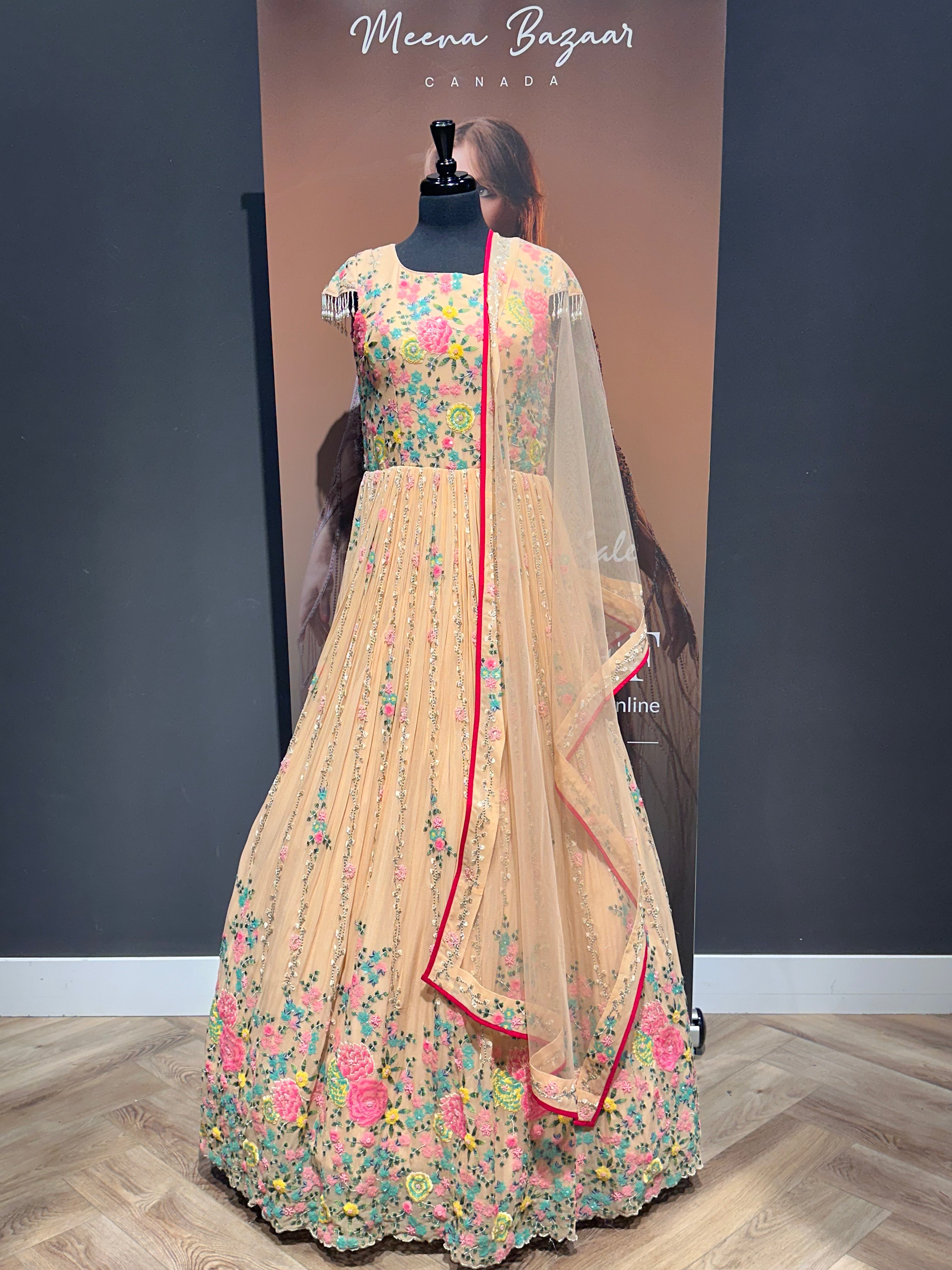 Floral hot sale anarkali dress