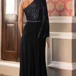 Black Sequins One Shoulder Gown - MEENA BAZAAR CANADAMeena Bazaar CanadaXXS