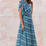 Blue Maxi Dress With Embroidered Belt - MEENA BAZAAR CANADAMeena Bazaar CanadaXXS