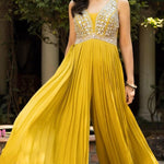 corn yellow mirror embroidered jumpsuit - MEENA BAZAAR CANADAMeena Bazaar CanadaXXS