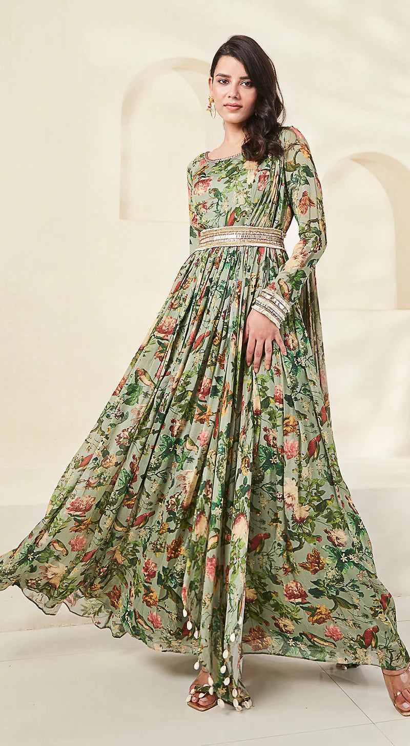 Best Green Printed Gowns