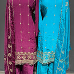 Exquisite Pant Suit with Round Neck, Full Dupatta, and Intricate Embroidery