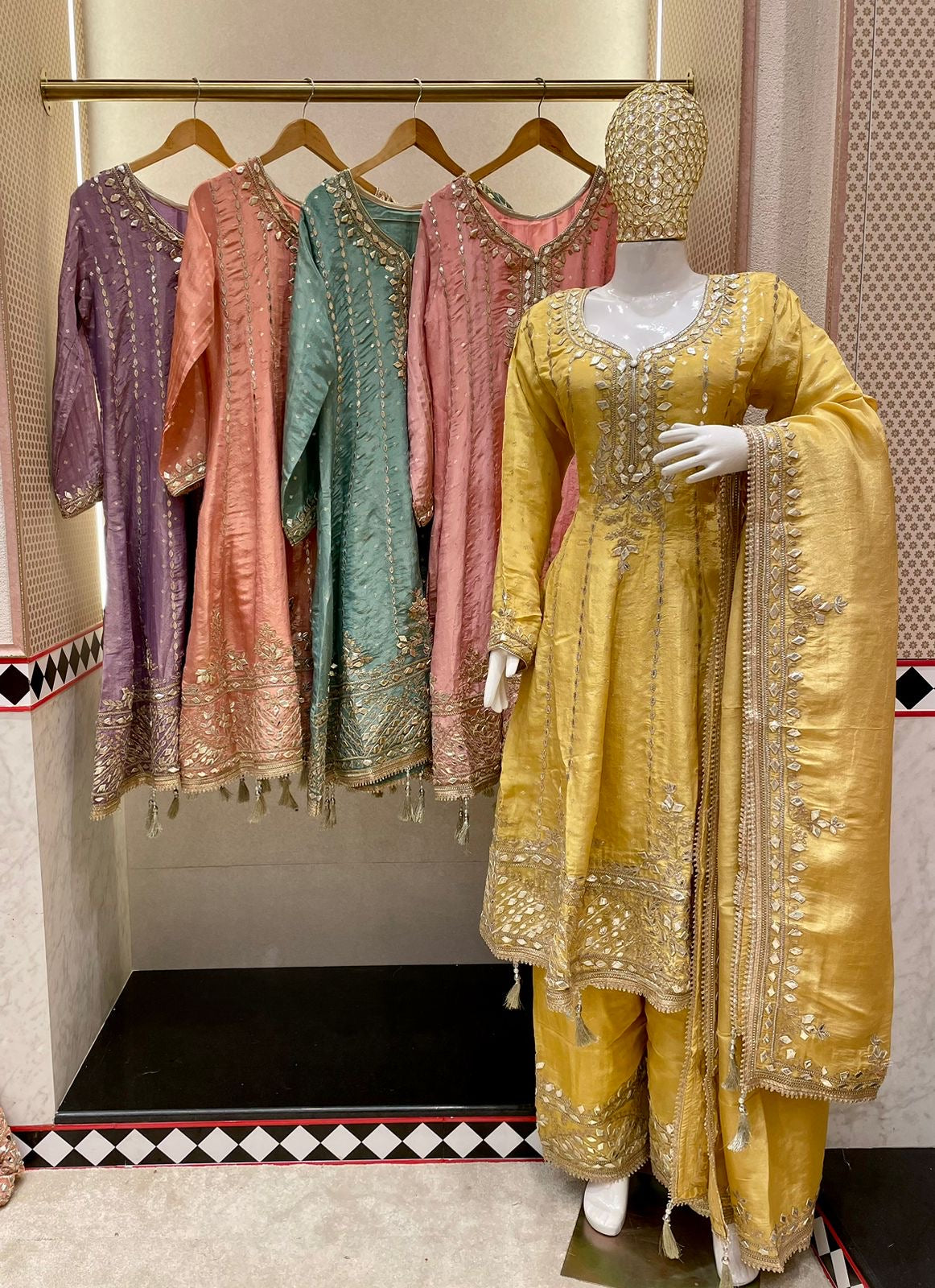 Gotta Patti Anarkali with Pants