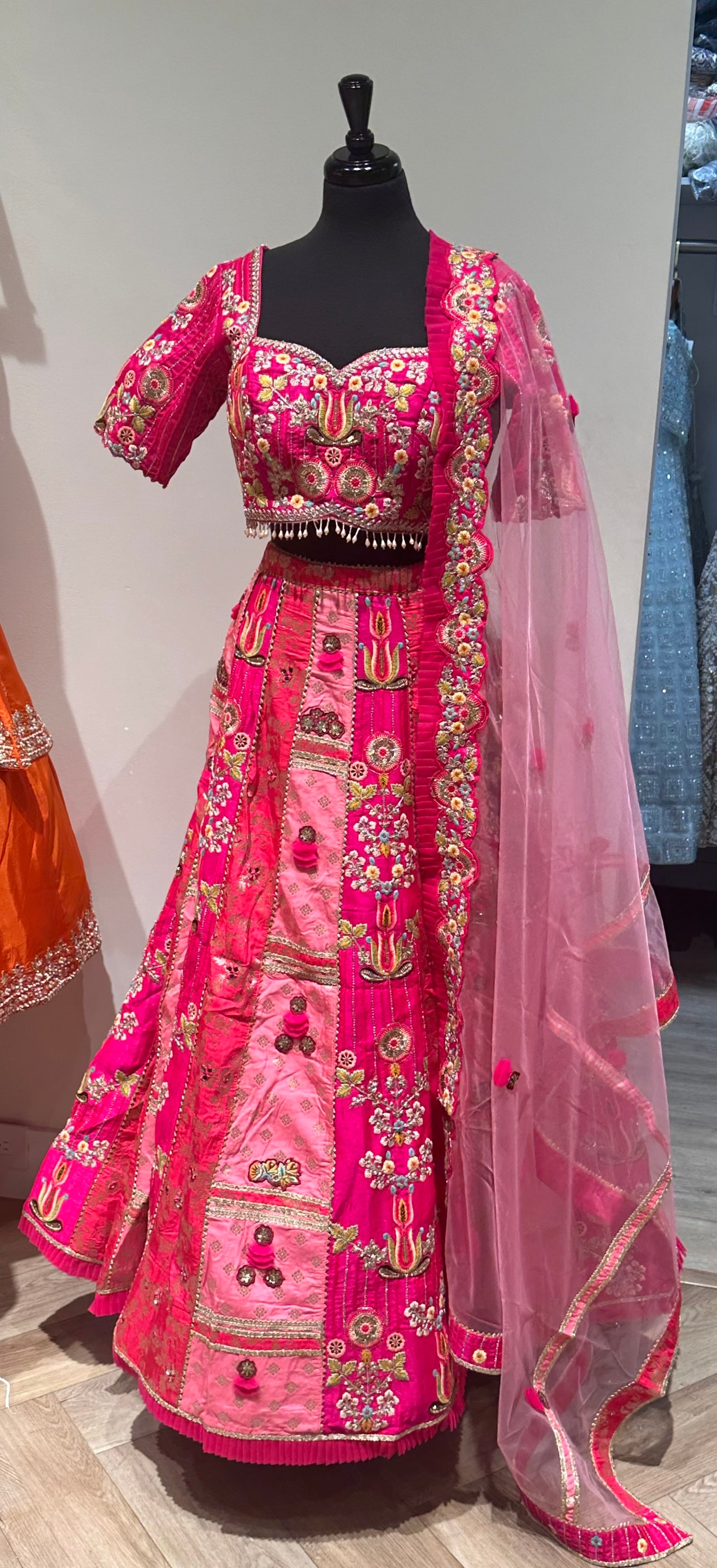 Fuchsia Banarsi Lehenga Set