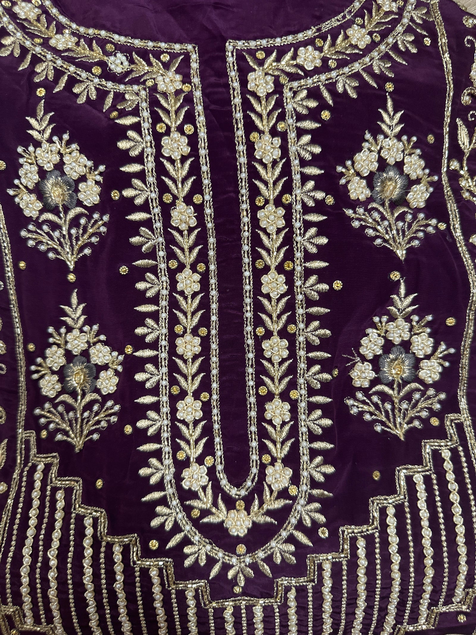 Pearl Embroidery Unstitched Suit