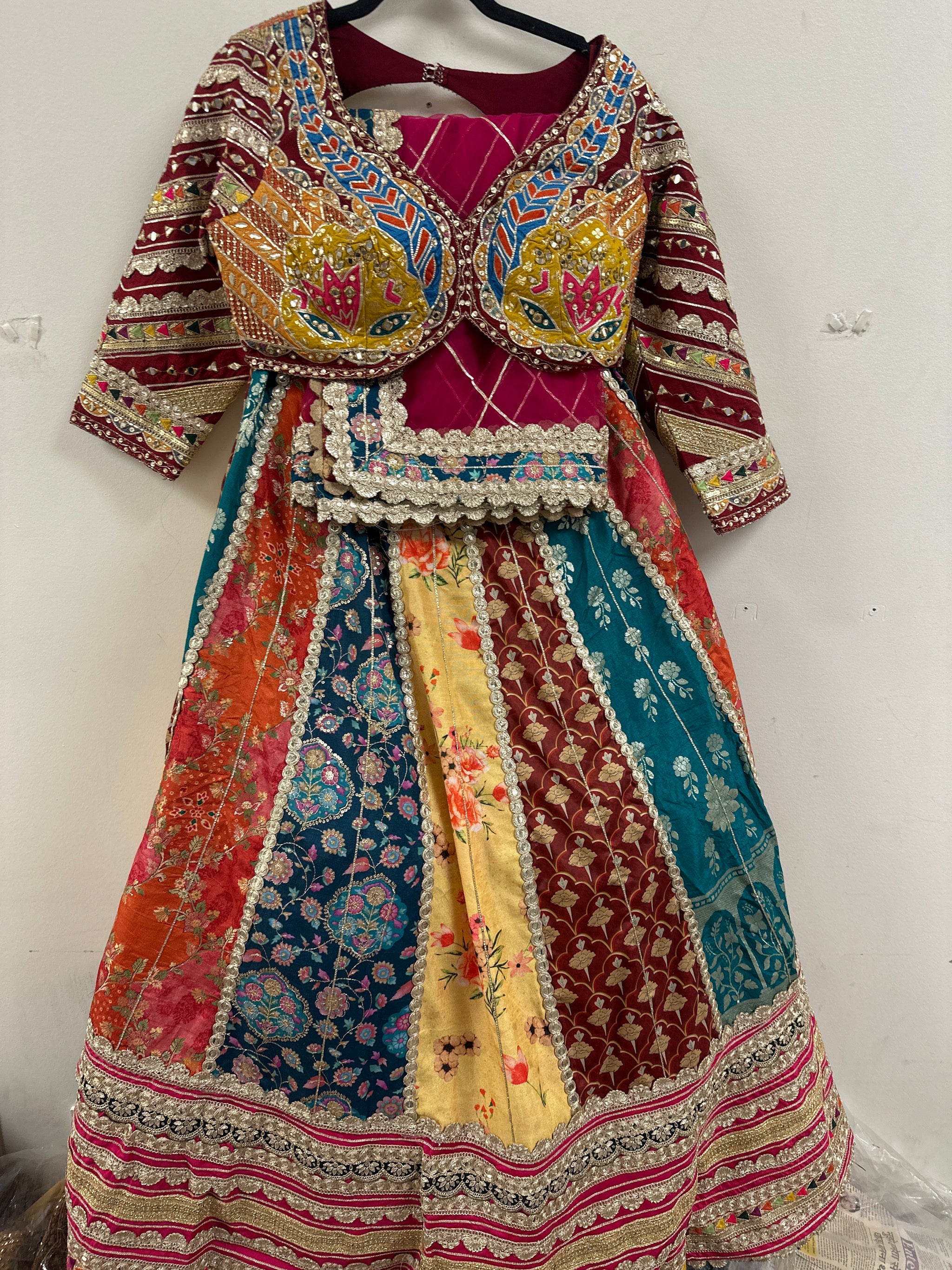 Multicolour Jaggo Lehenga