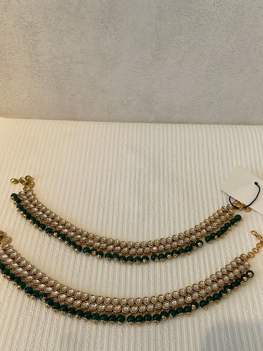 Anklets With Beads And Kundan