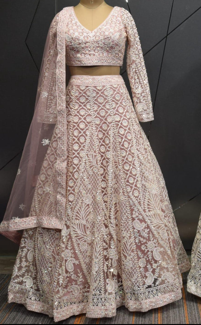 Thread Embroidery Lehenga Set