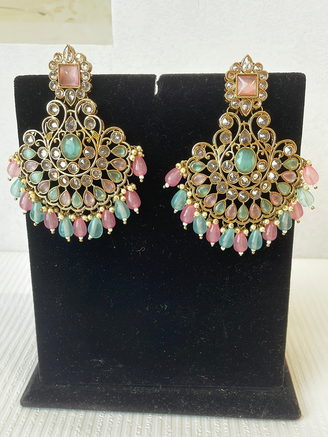 Long Faux Kundan Earrings