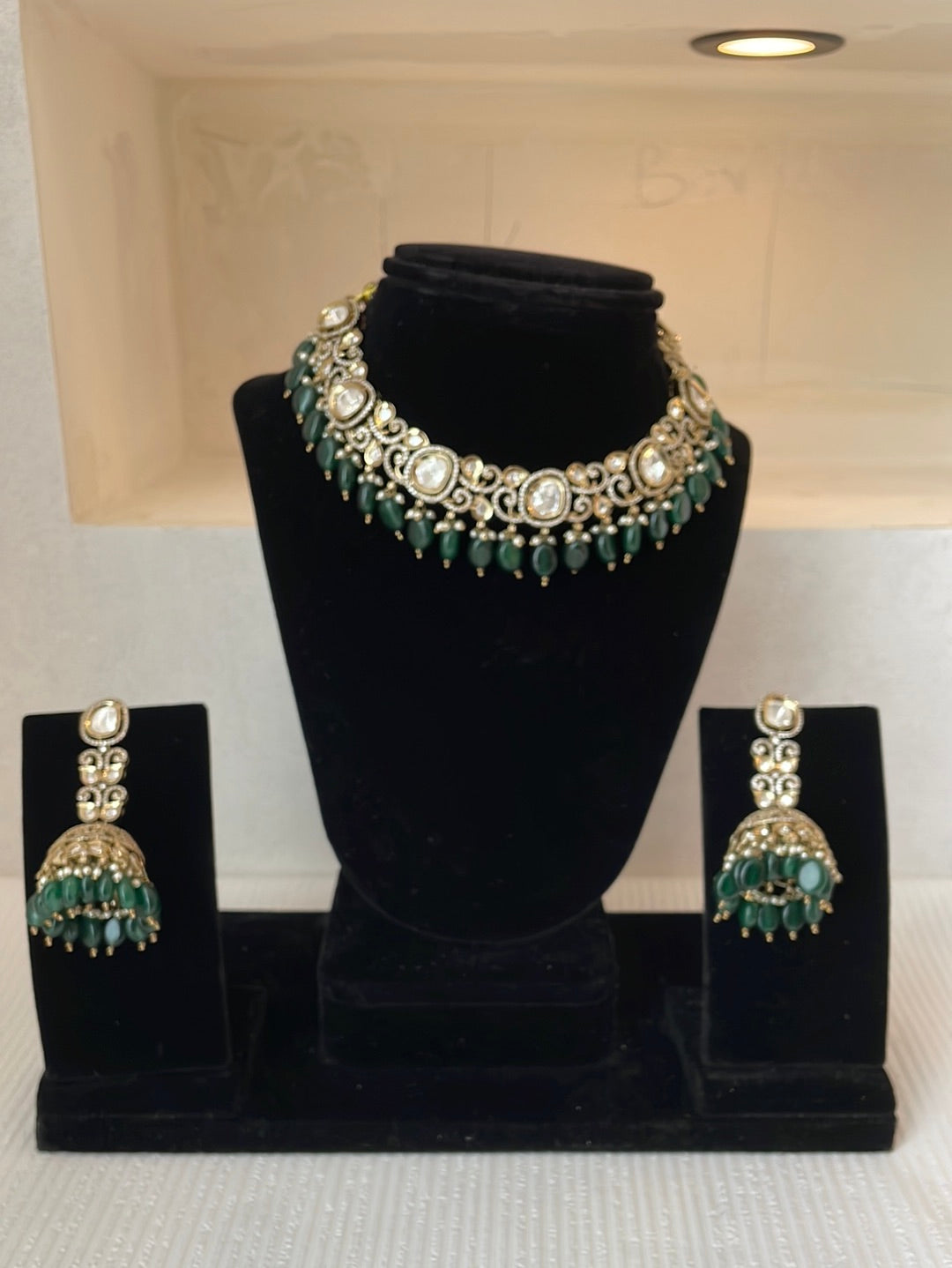 Emrald Green Kundan Set