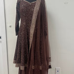 Mocha Anarkali Sharara Suit