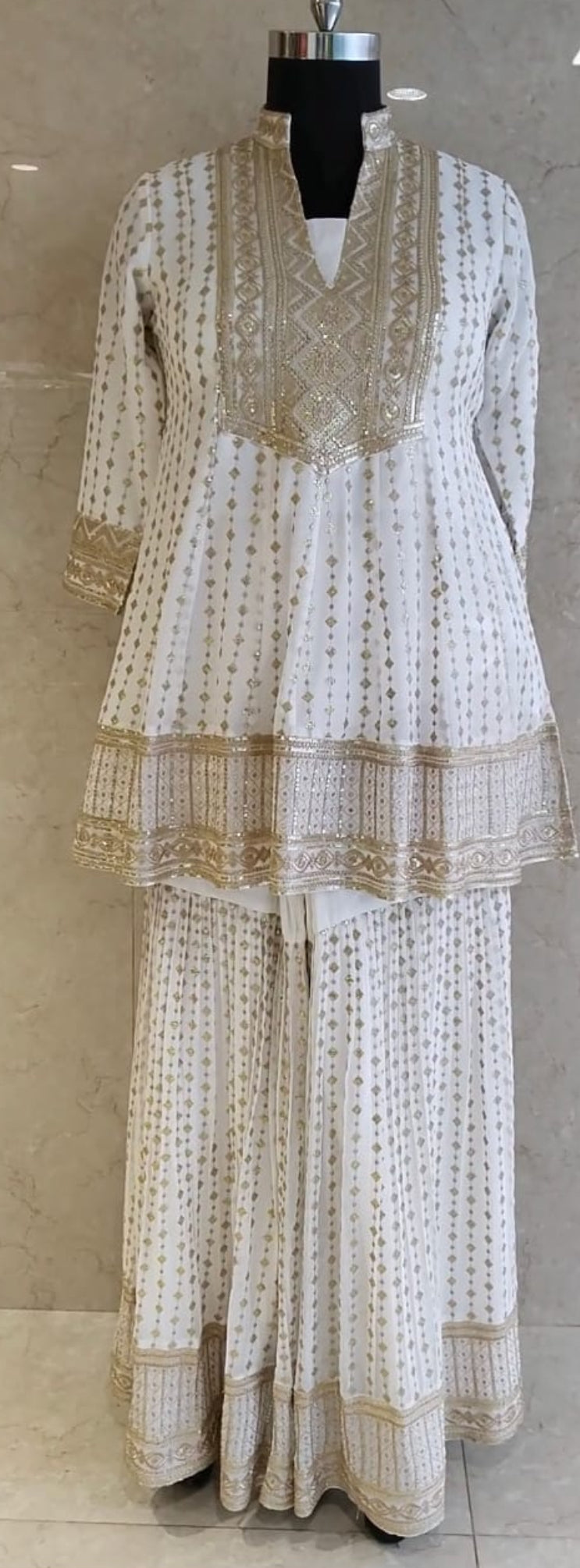 Stunning Ivory Gharara Suit