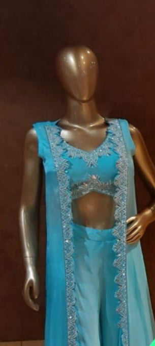 Crop Top Sharara With Jacket