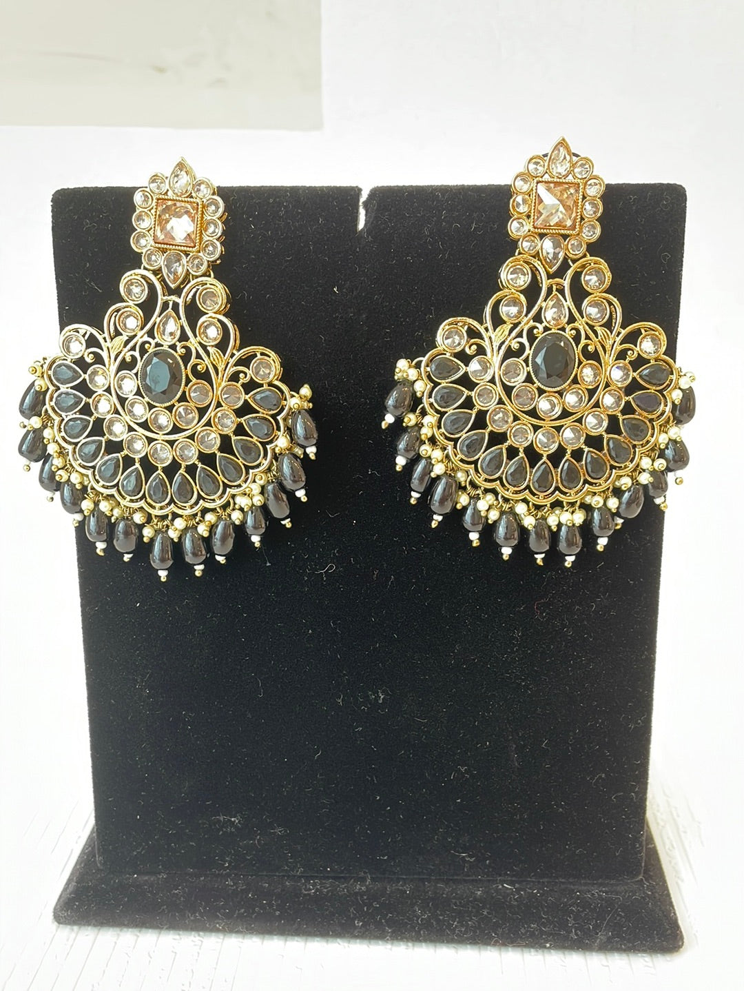 Long Faux Kundan Earrings