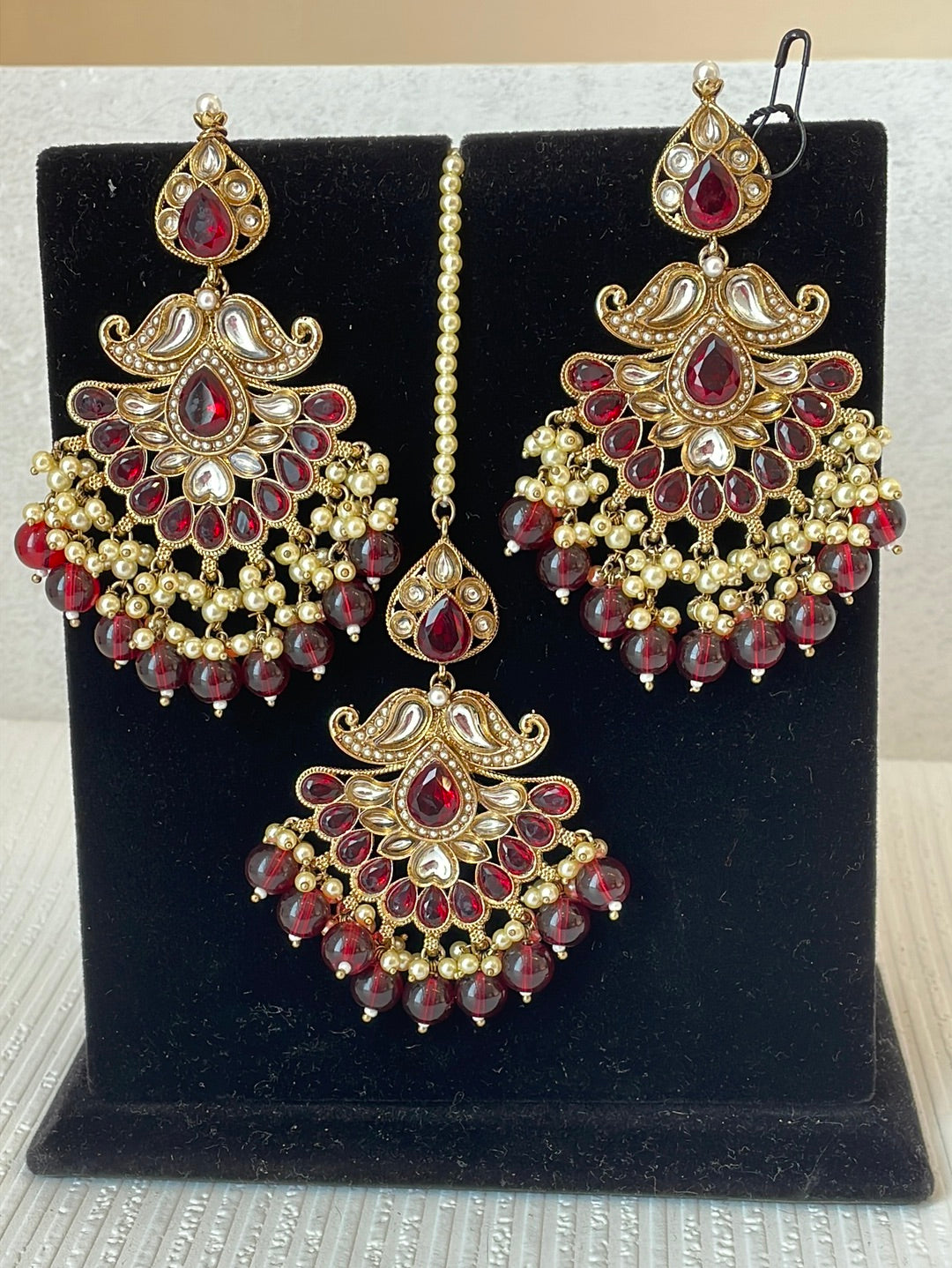 Faux Kundan Bead Tikka Set