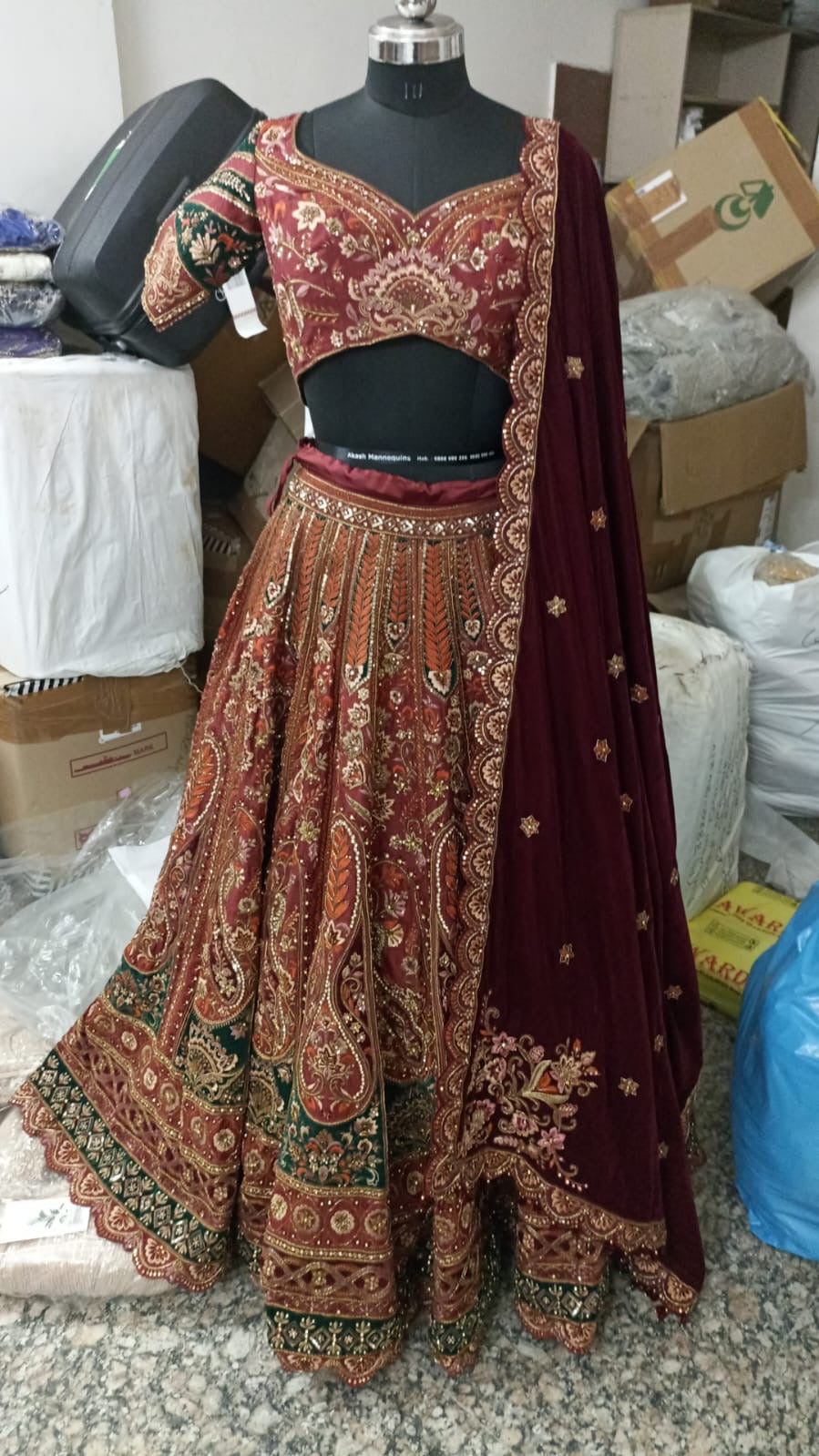 ROYAL MEHROON BRIDAL LEHENGA