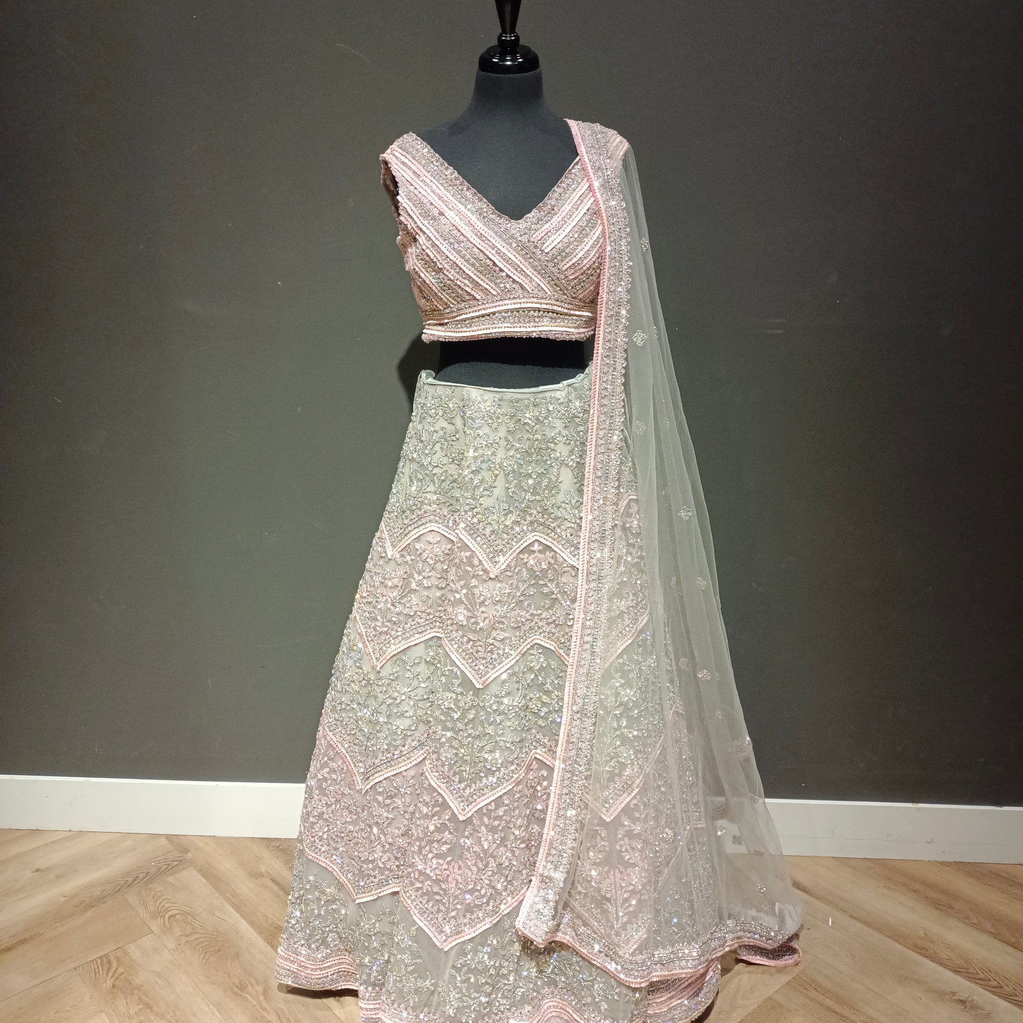 Radiant Feather Lace Delight Lehenga