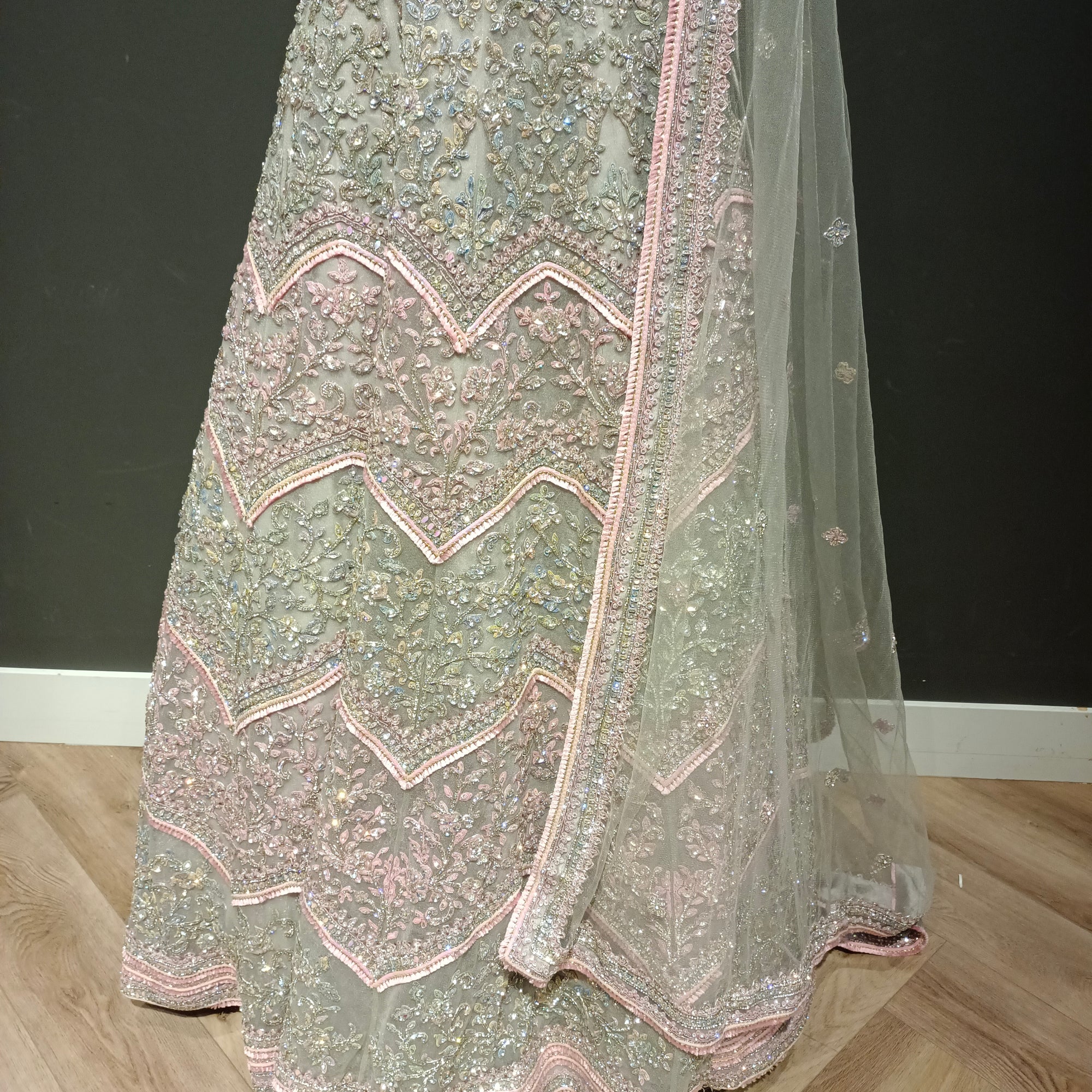 Radiant Feather Lace Delight Lehenga