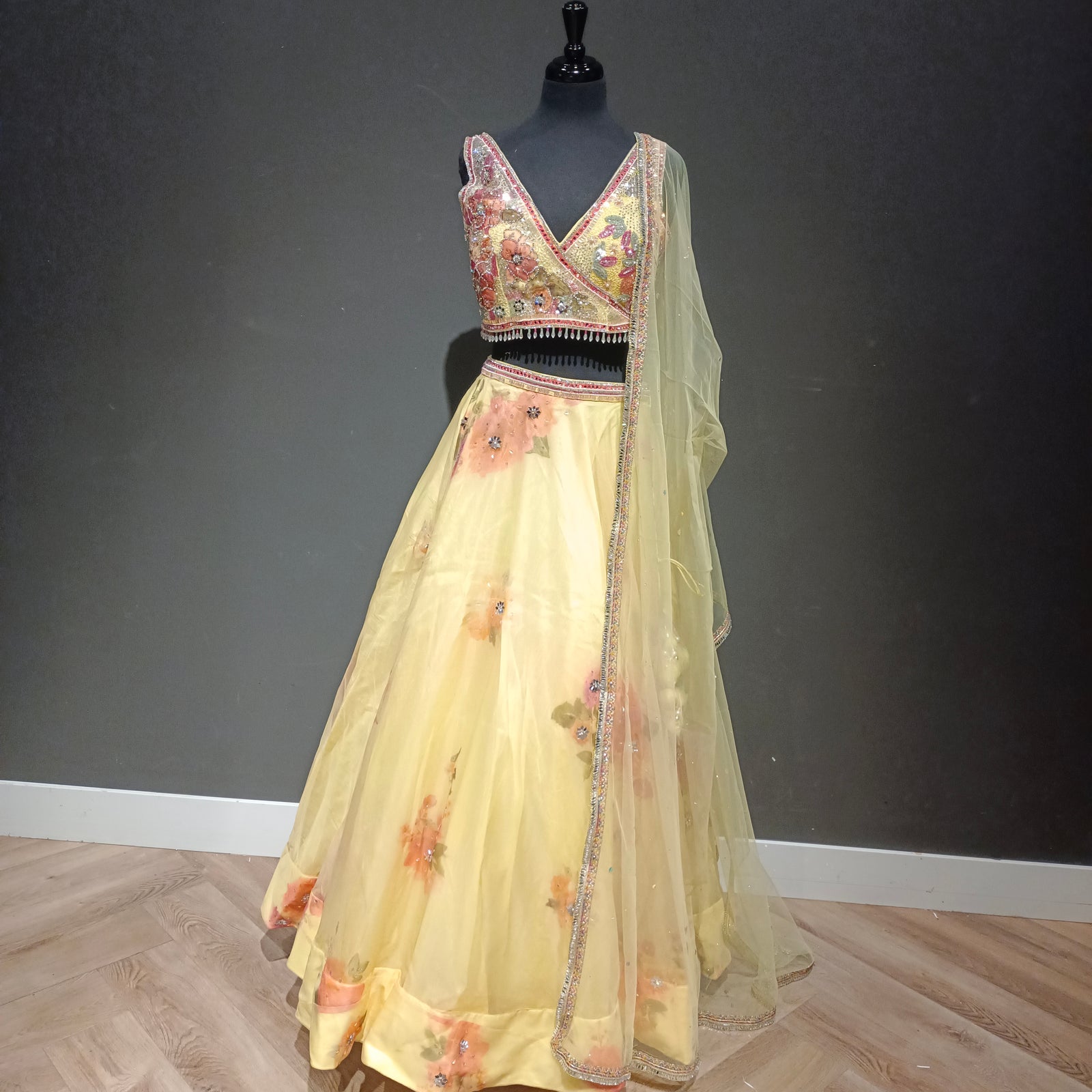 Sunshine Yellow Floral Patterns Lehenga