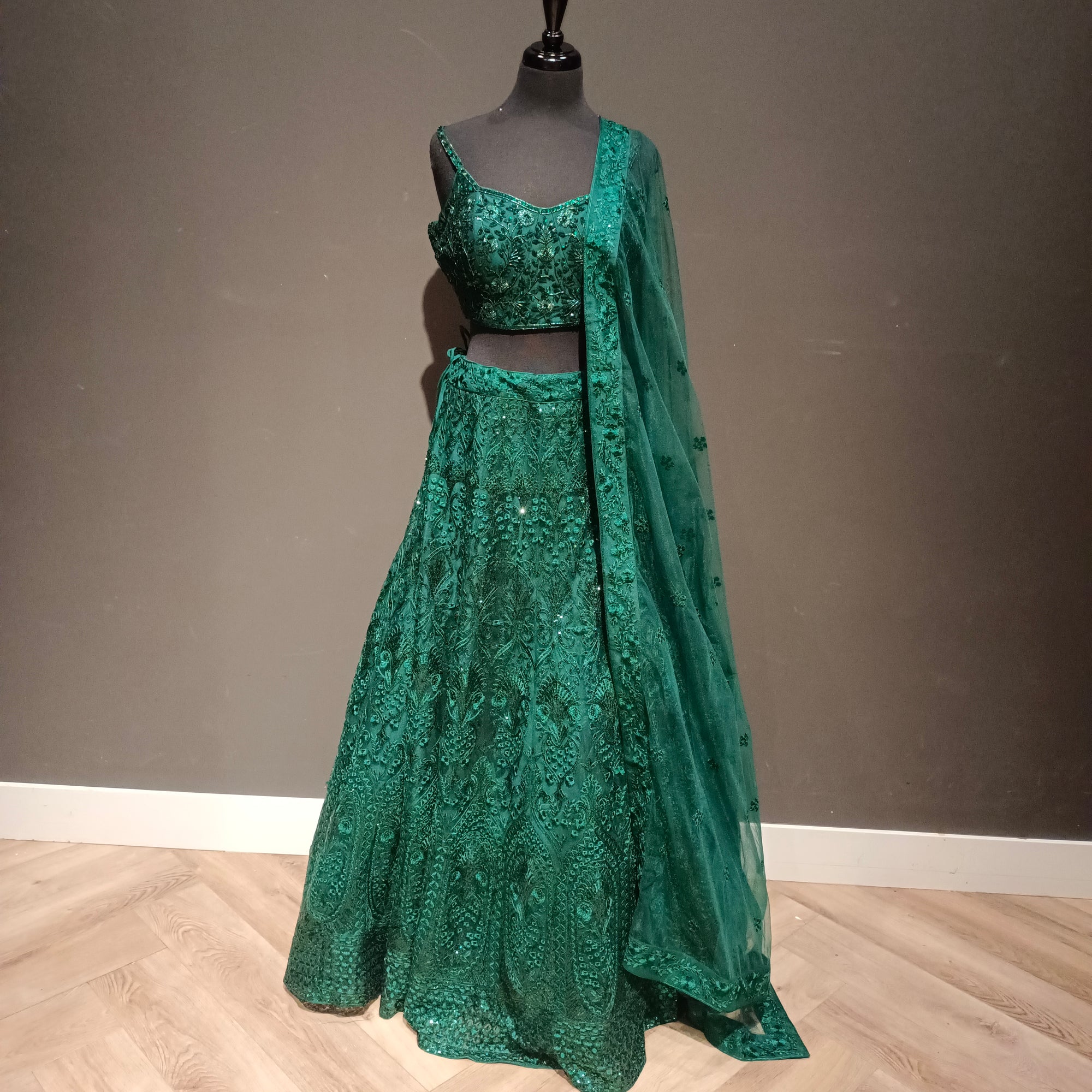 Greenish Sequined Lehenga Glamour