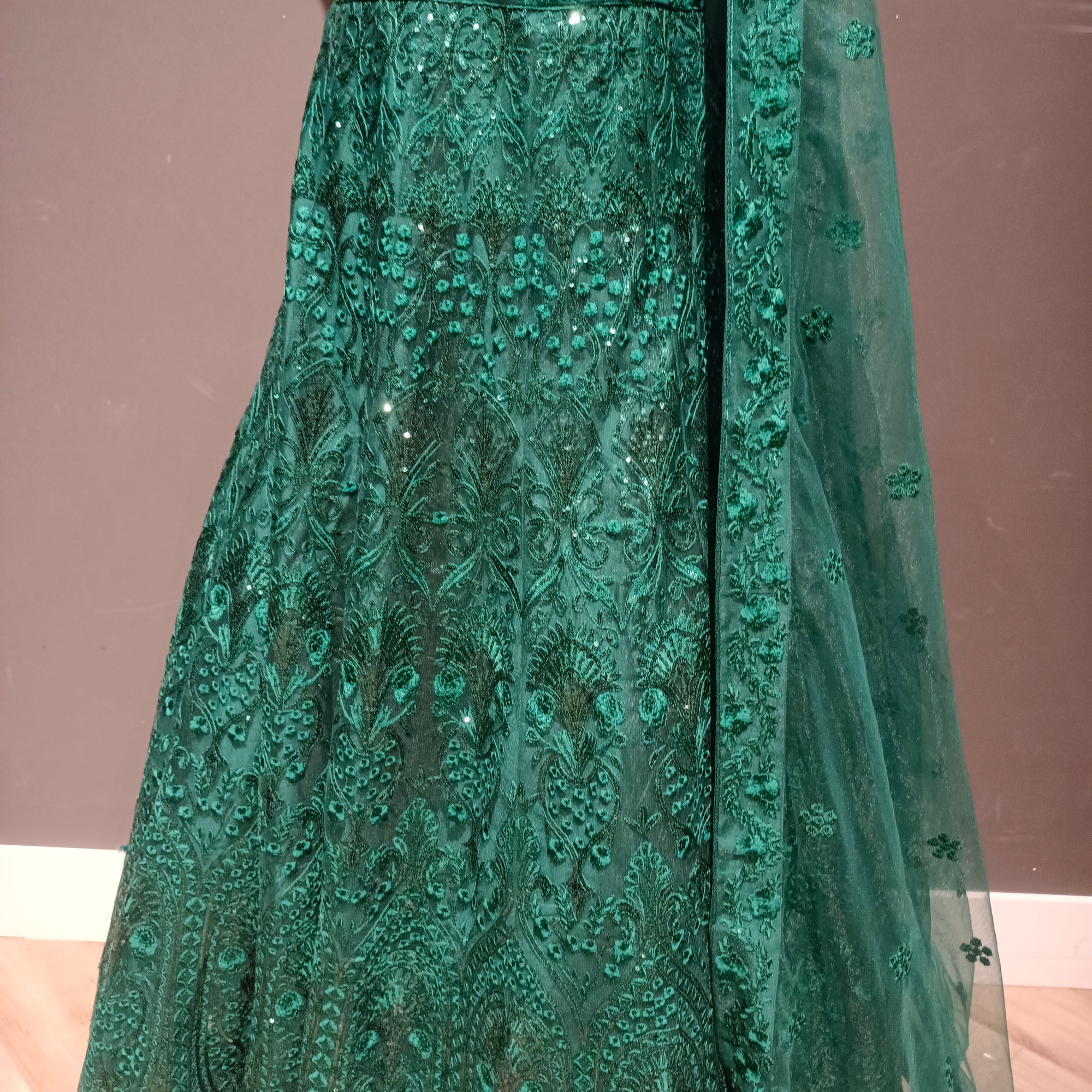 Greenish Sequined Lehenga Glamour