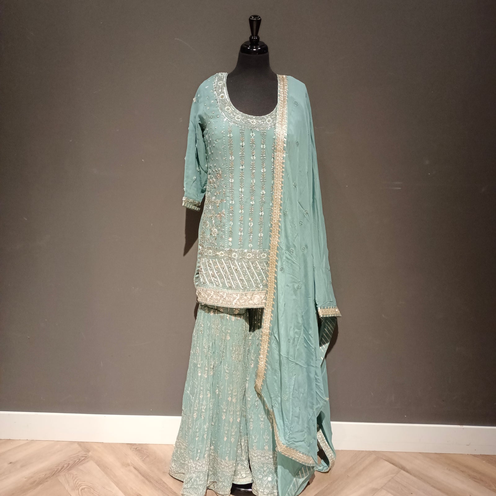 Embroidered gharara suit