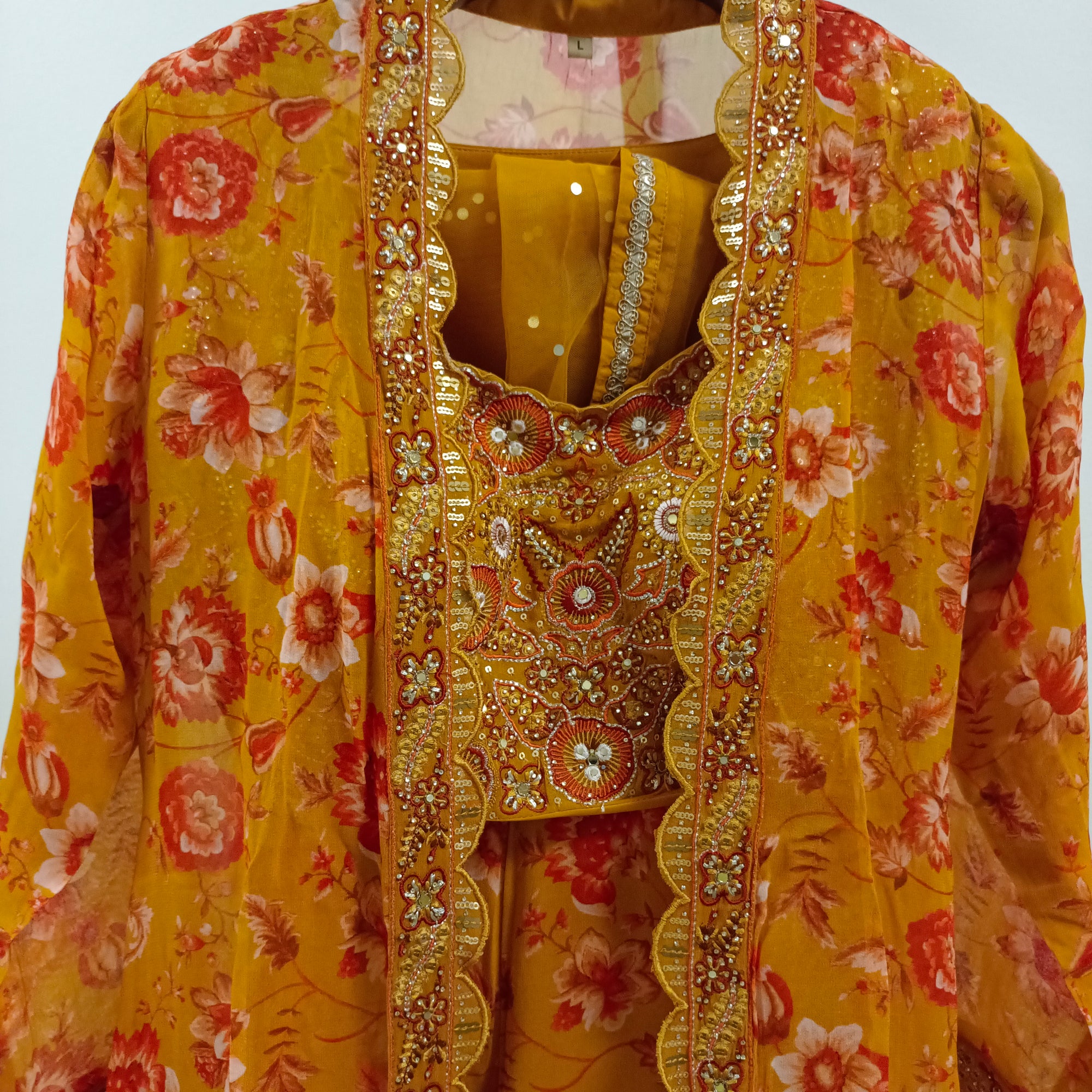 Floral Crop-top with Cape gharara set