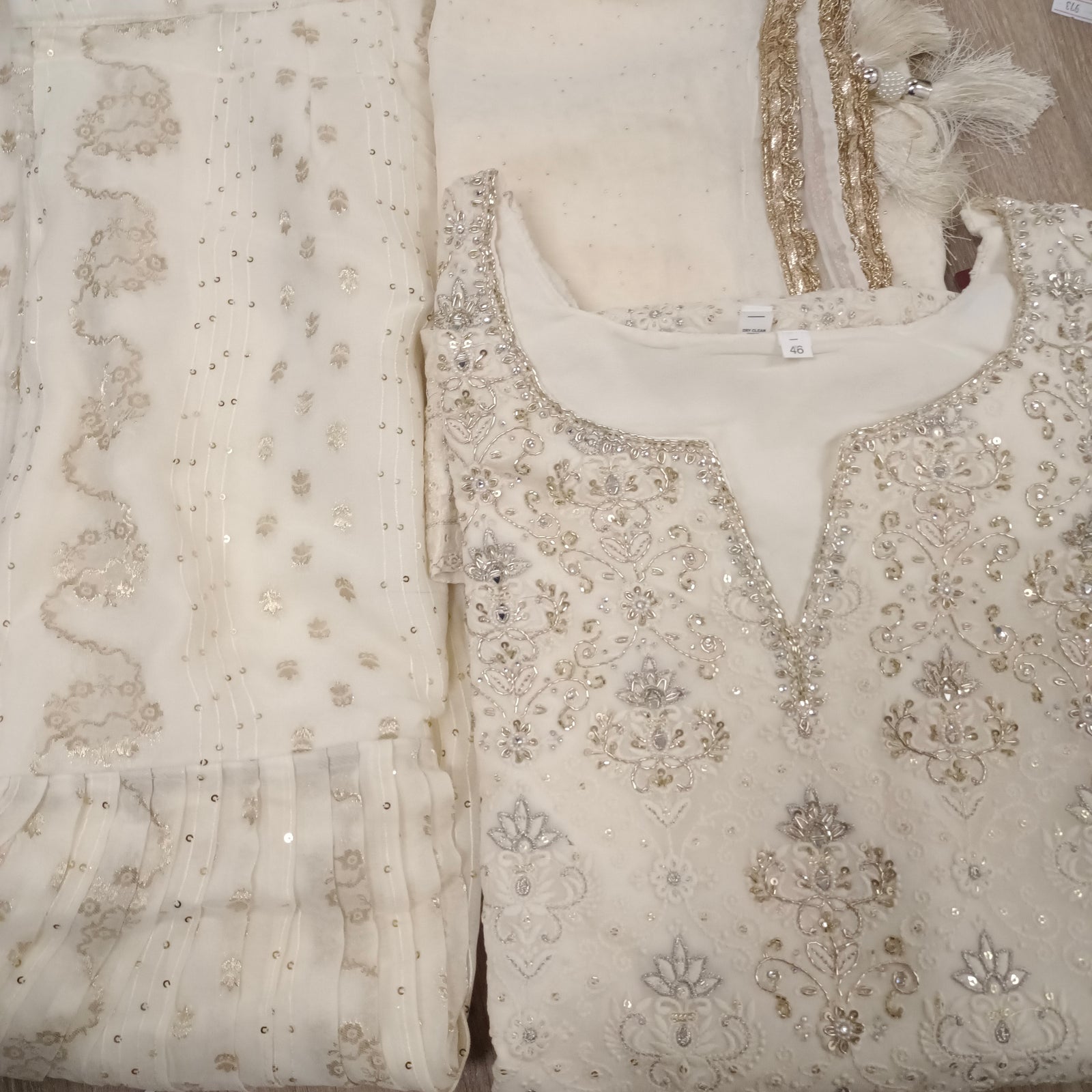 Gorgeous ivory gharara suit