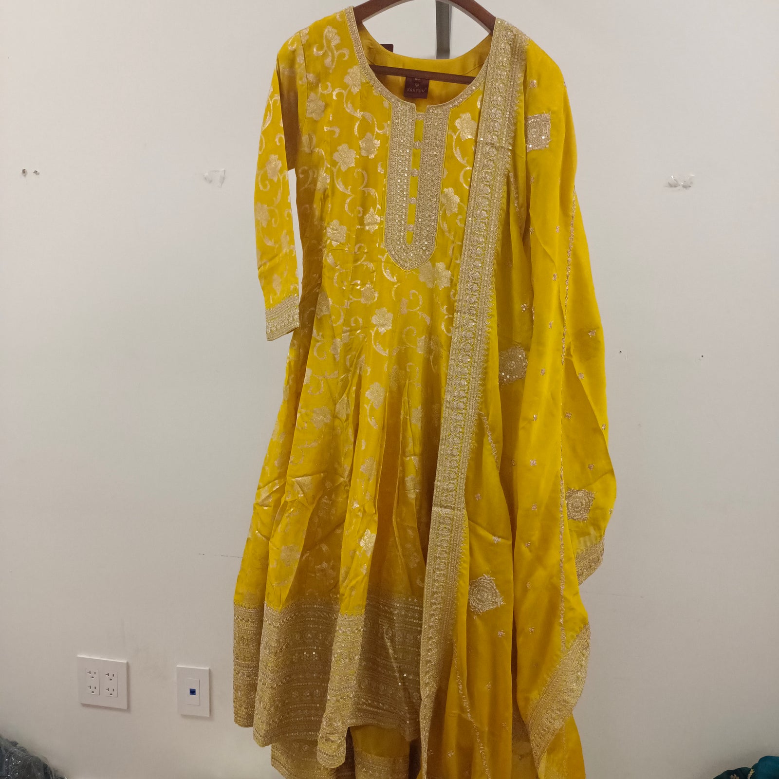 Yellow mind-blowing banarsi Anarkali suit