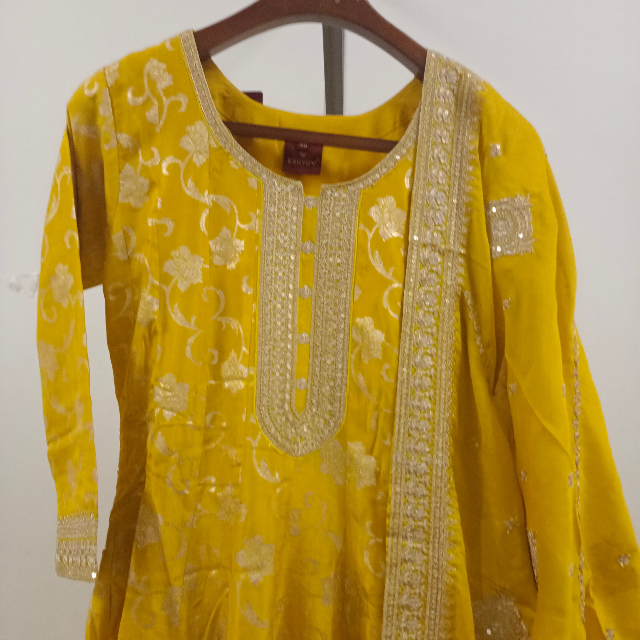 Yellow mind-blowing banarsi Anarkali suit