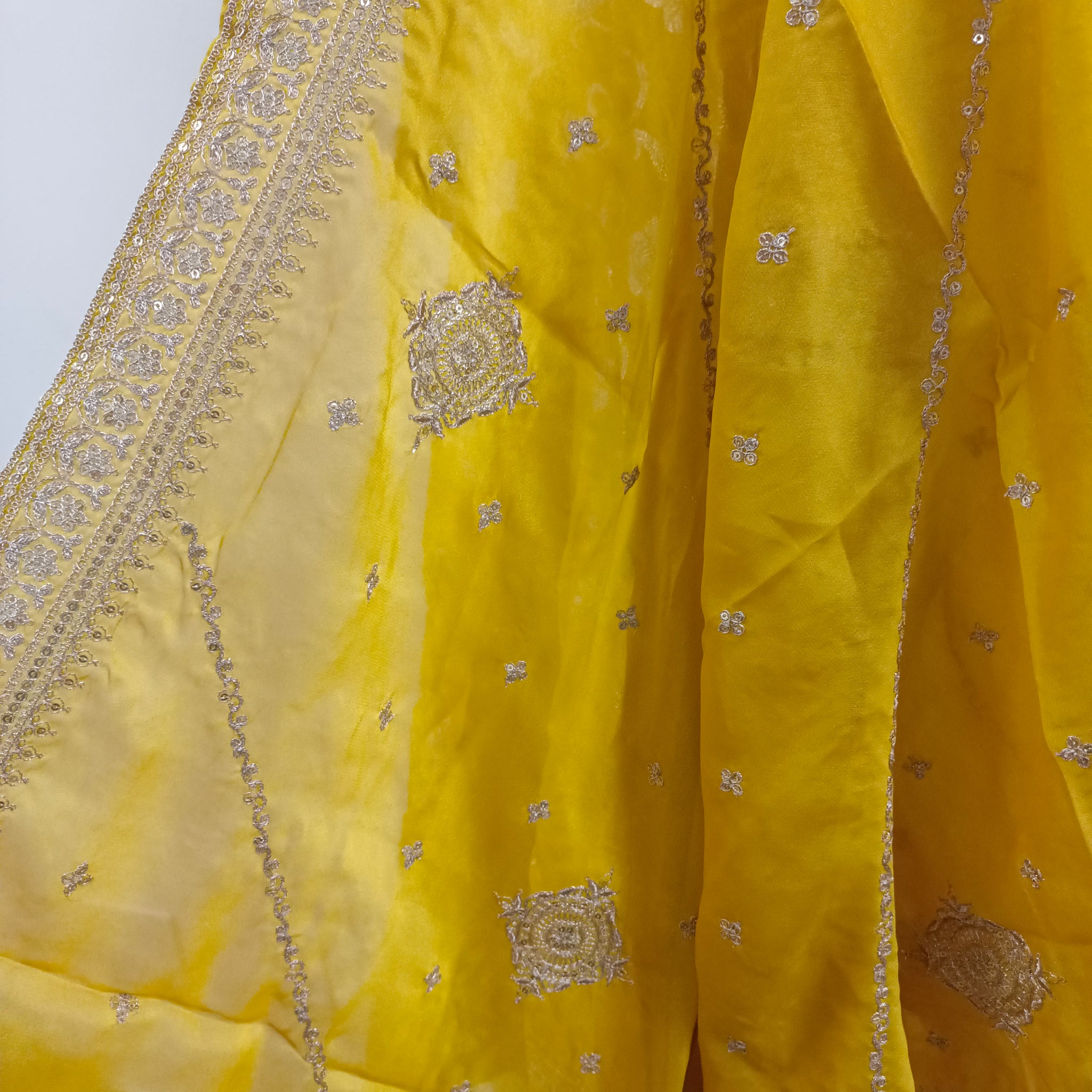 Yellow mind-blowing banarsi Anarkali suit