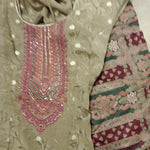 Embroidered Pant suit with printed dupatta