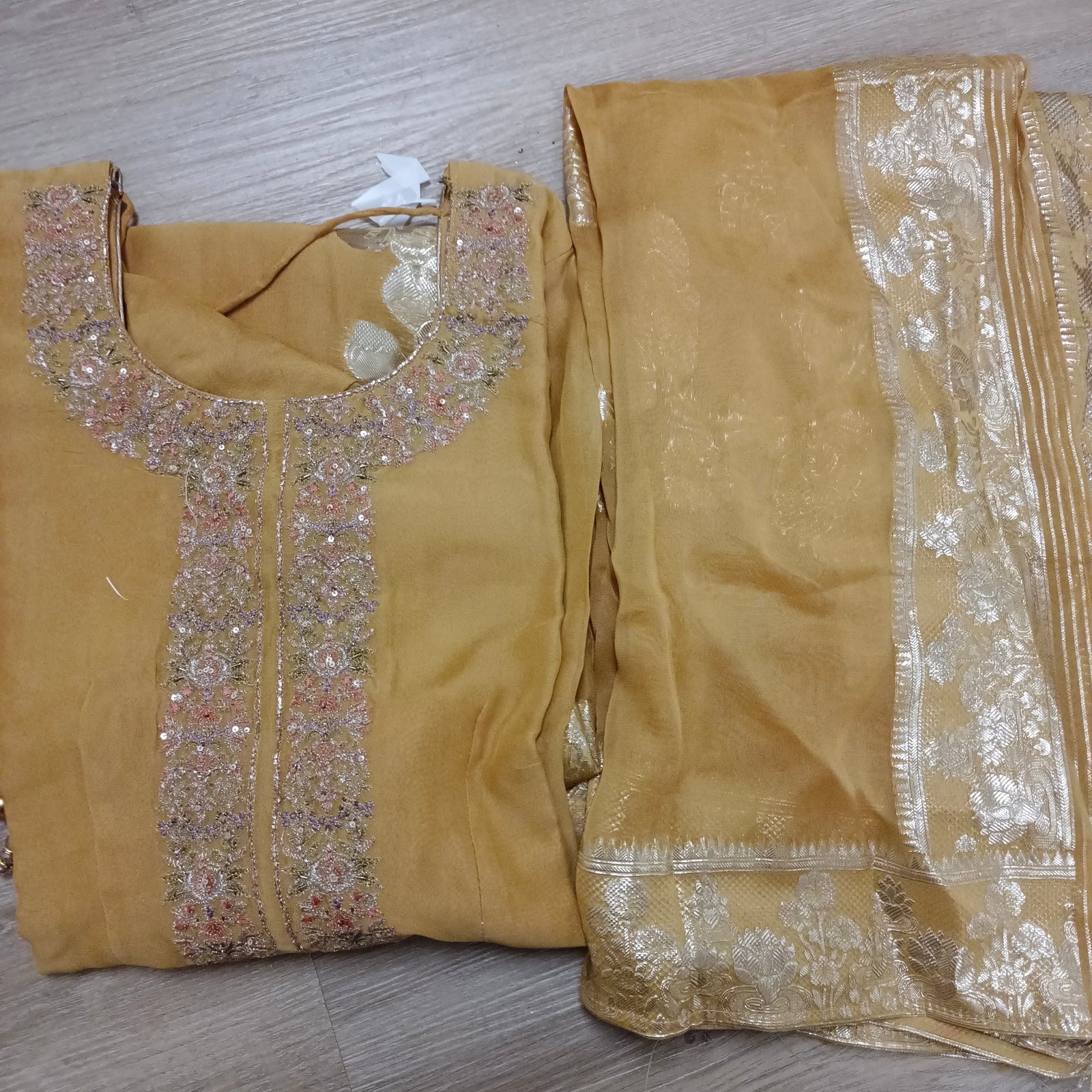 Embroidered Pants suit with banarsi dupatta