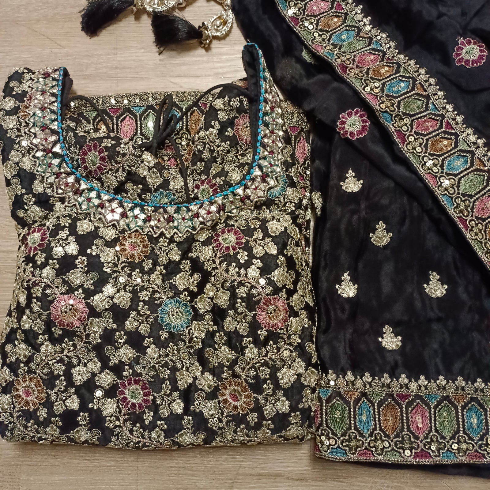 Embroidered gharara suit