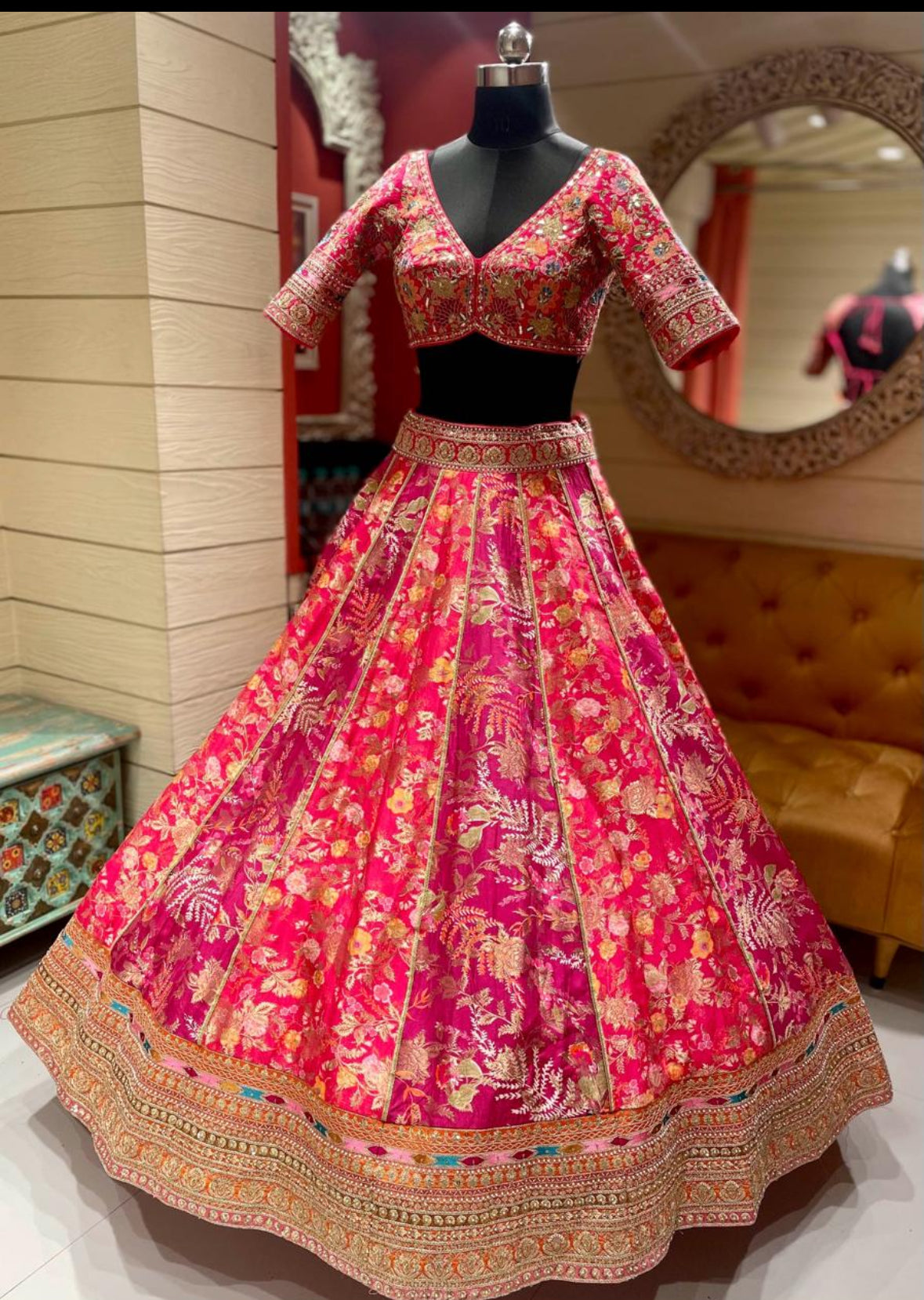 Hot Pink Banarsi Lehenga