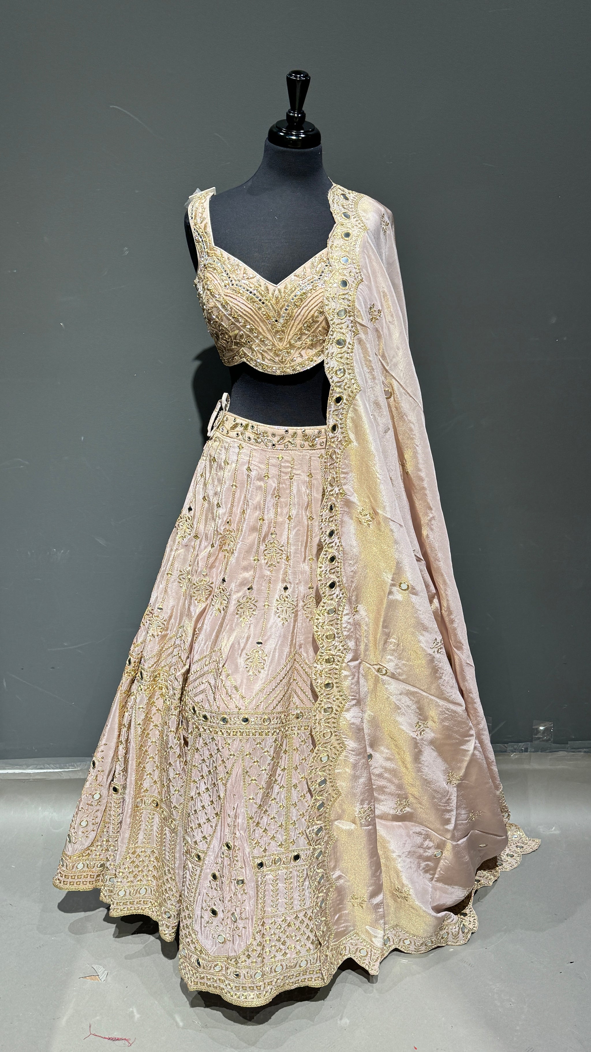 Sequin Handwork Lehenga with Cut Blouse & Pocket