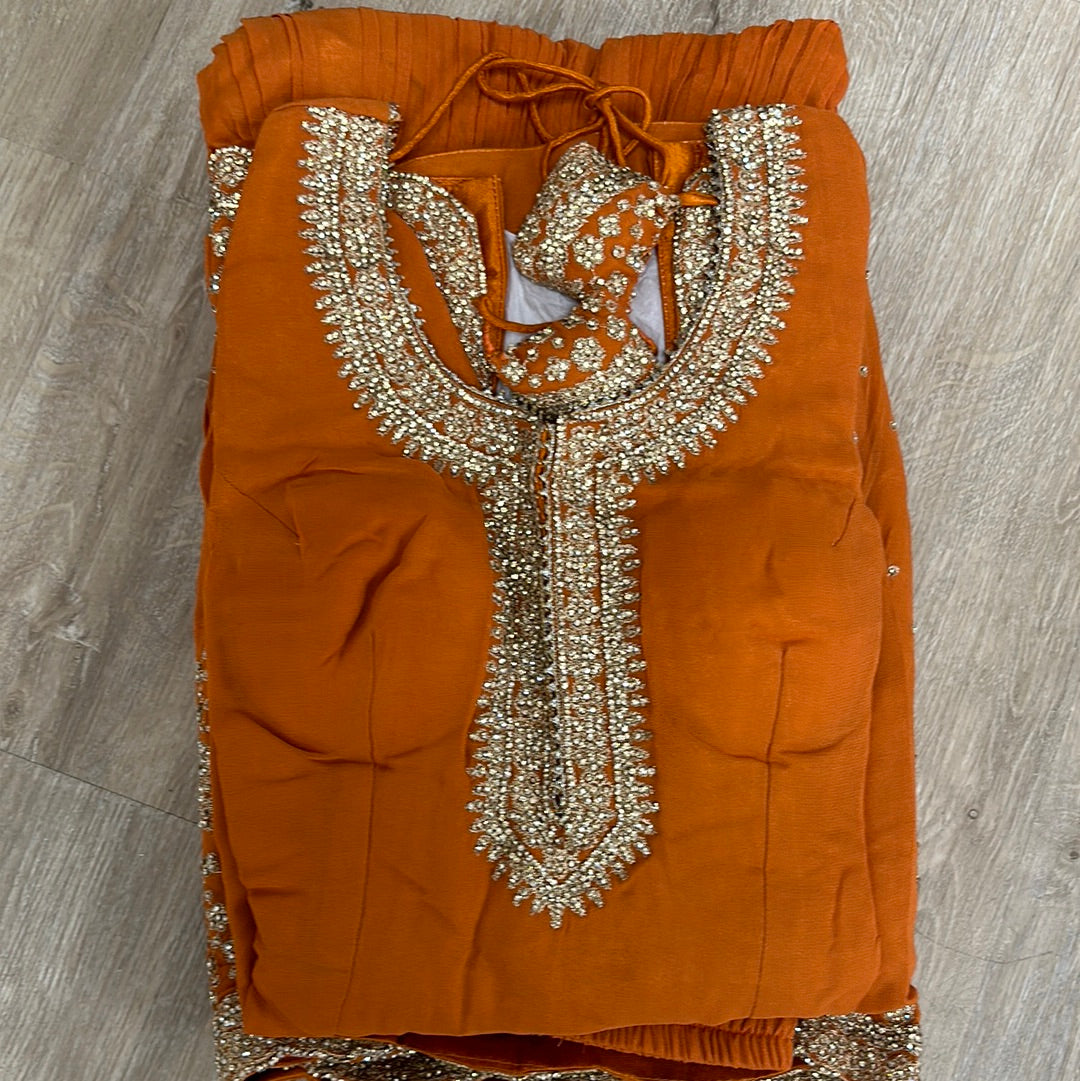Stone embroidered gharara