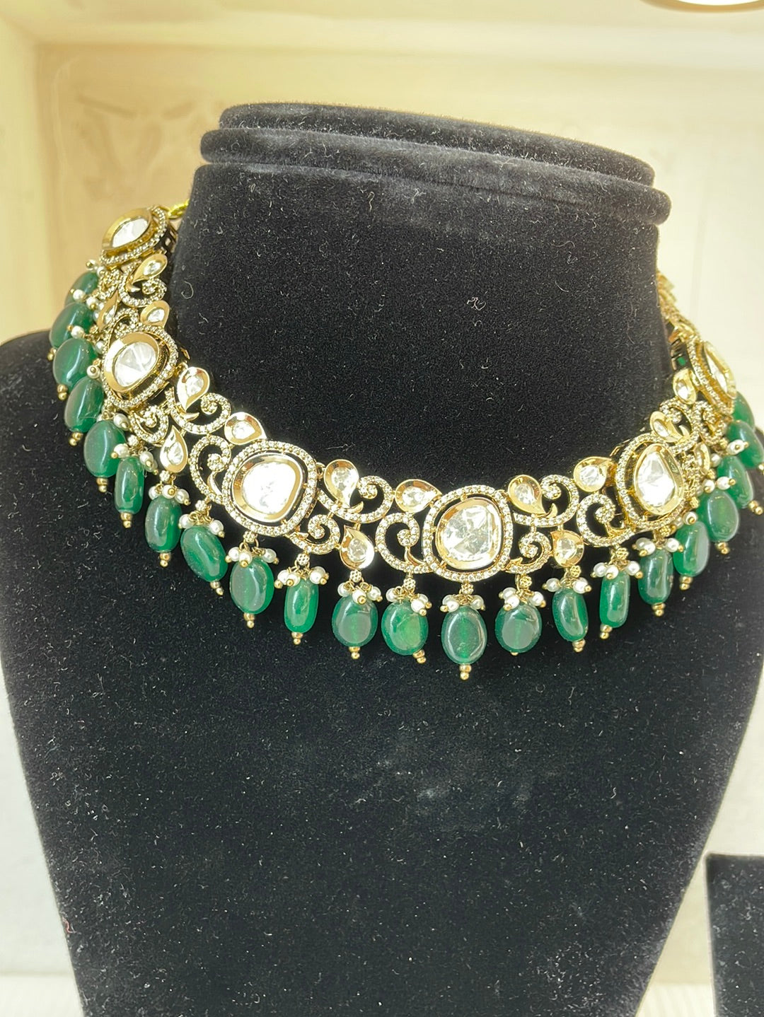 Emrald Green Kundan Set