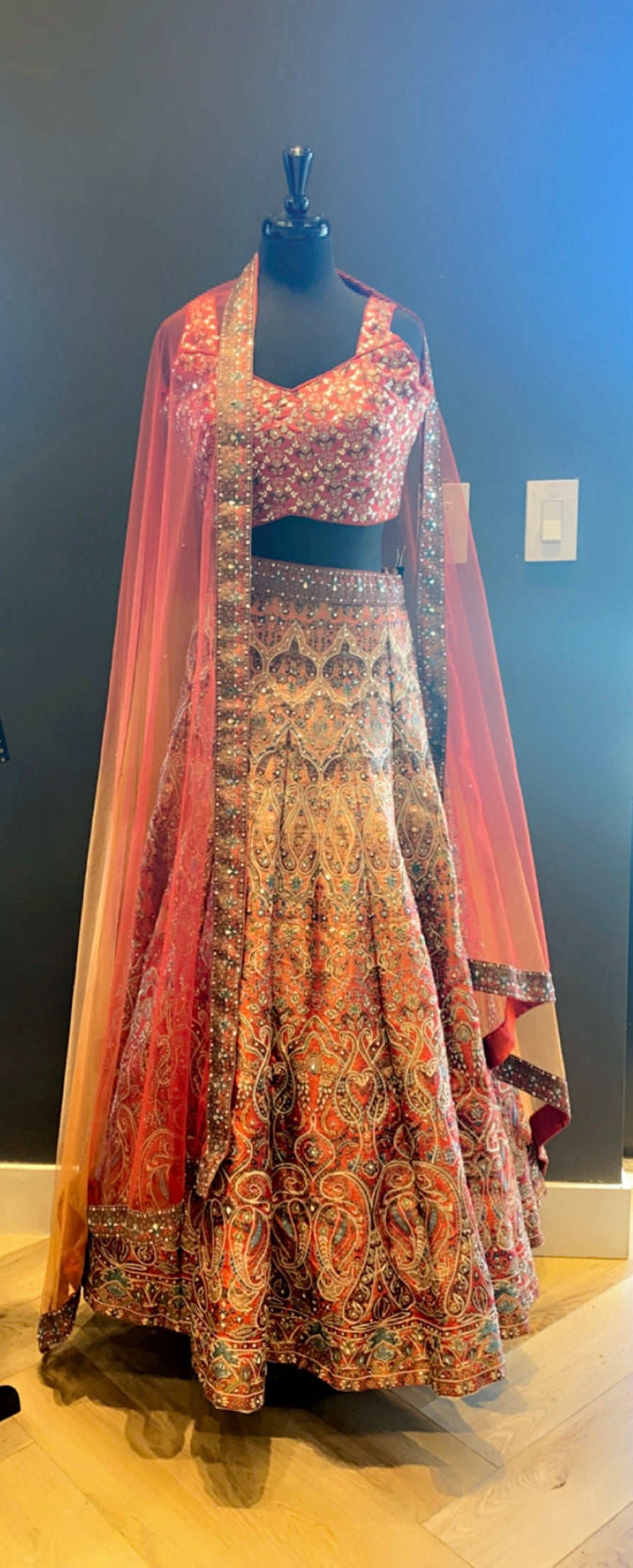 Rust Digital Print Lehenga