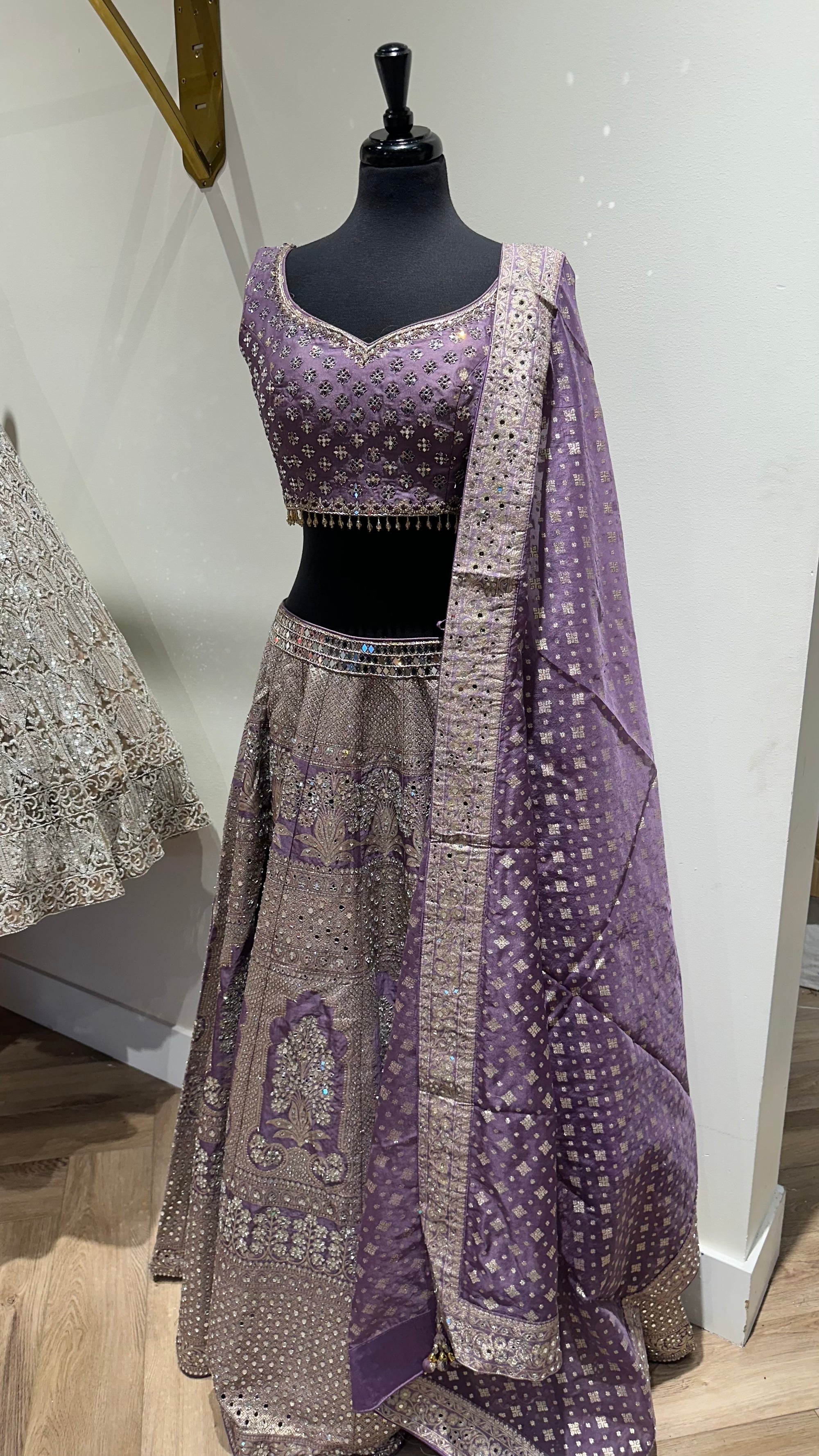 Mirror Work Blouse with Banarsi Lehenga