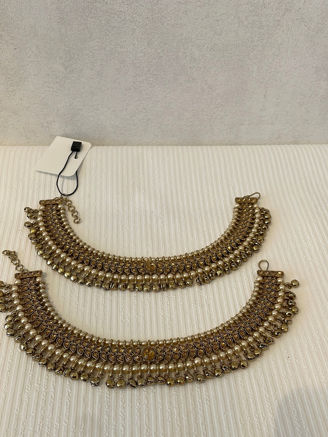 Kundan And Pearl Anklets