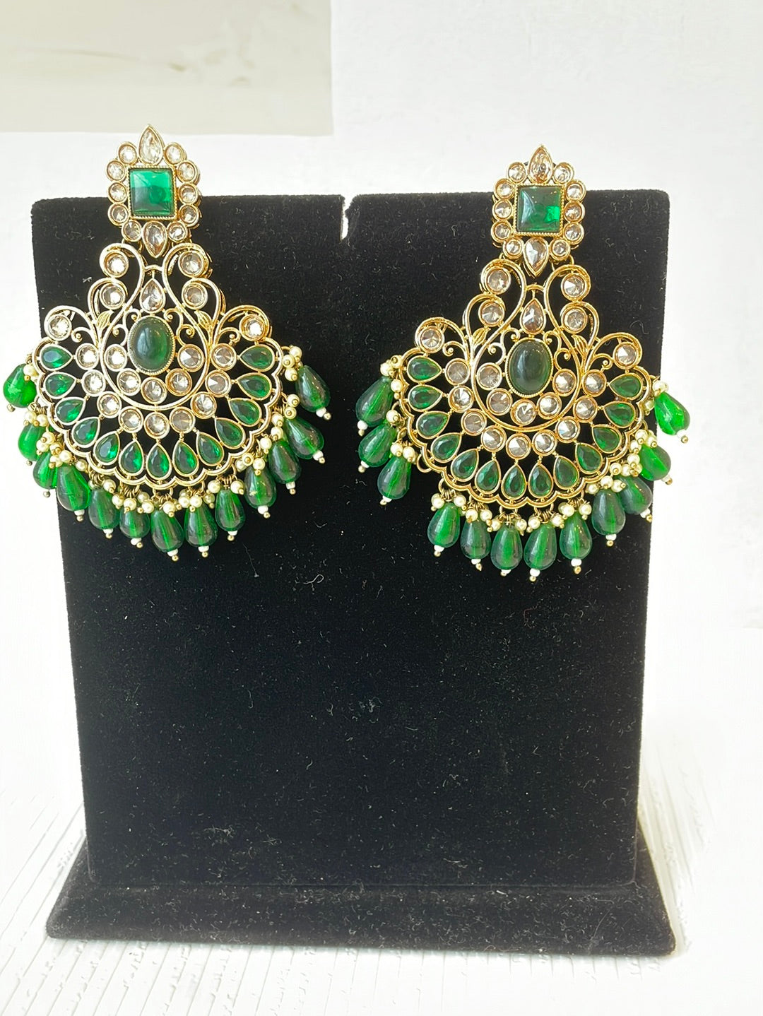 Long Faux Kundan Earrings