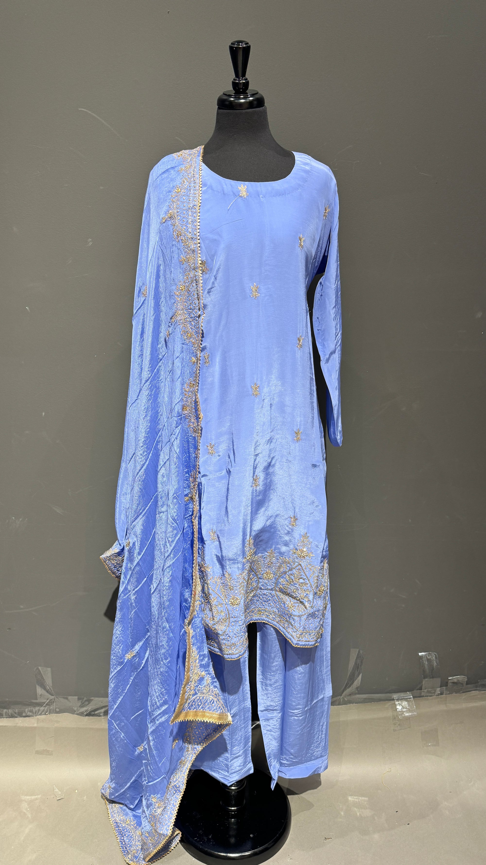 Pant Suit with Bottom Embroidery and Elegant Dupatta