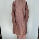 Khadi silk kurta pajama with golden embroidery