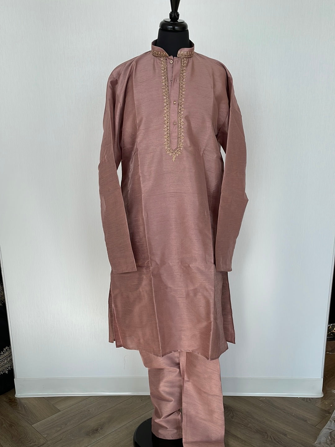 Khadi silk kurta pajama with golden embroidery